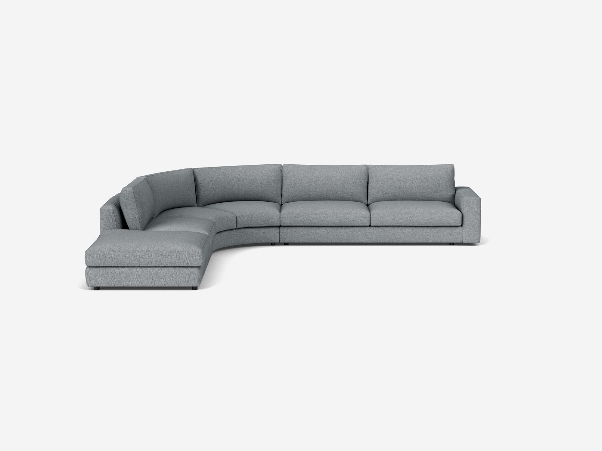 Left hand facing grey sectional sofa front view